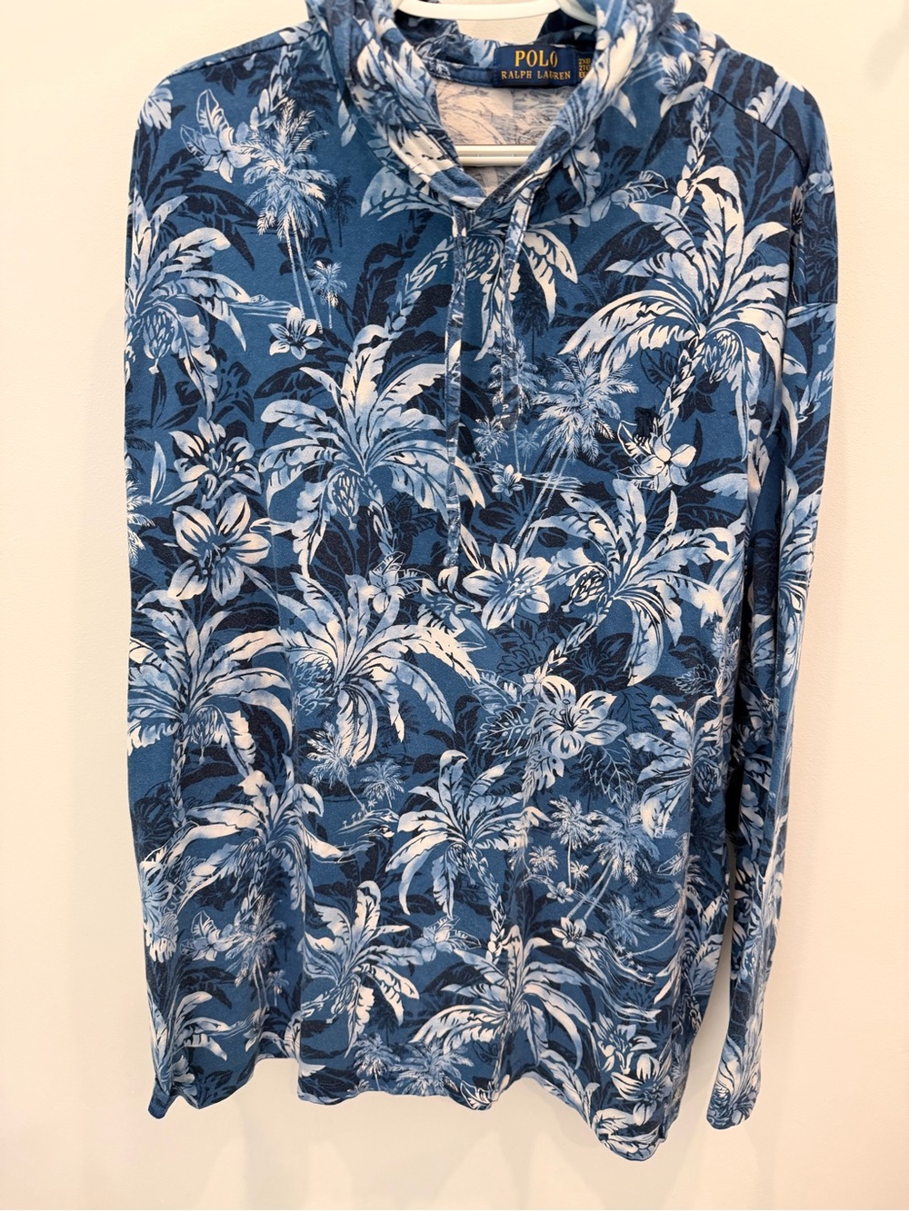 Ralph Lauren Blue Tropical Floral Hoodie Shirt